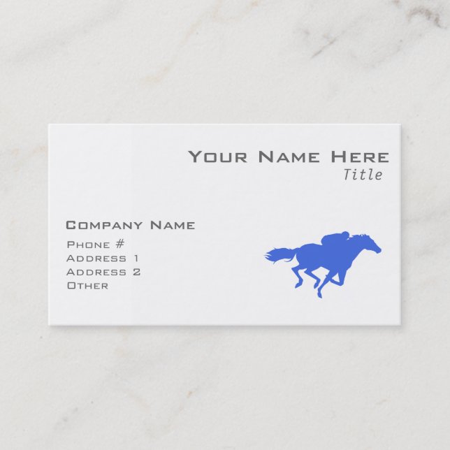 Carte De Visite Royal Blue Horse Racing (Devant)