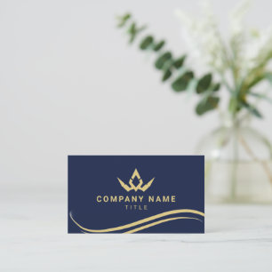 Carte de visite royale luxe bleu marine et or