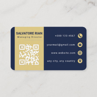 Carte de visite royale luxe bleu marine et or
