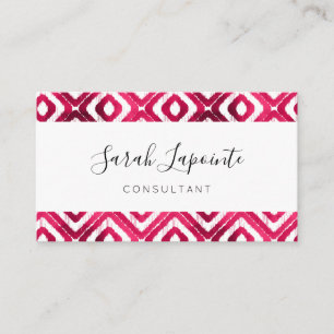 Carte De Visite Ruby Red Chic & Elegant Motif Ikat