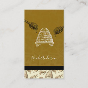 Carte De Visite Ruche d'abeille à miel Vintage Chic Bio Naturel