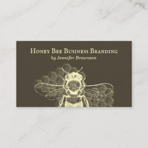Carte De Visite Ruche Rétro à Abeille en Nid d'Abeille Simple Marr