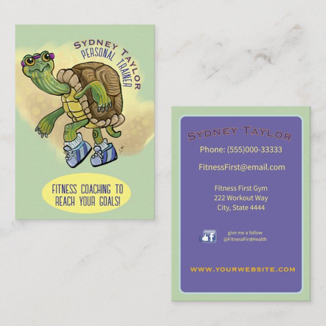 Carte De Visite Running Painted Turtle (Devant / Derrière)