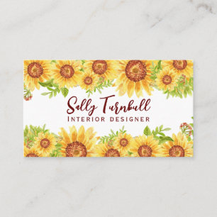 Carte De Visite Russe Floral Yellow Sunflower Code QR