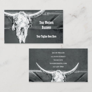 Carte De Visite Russe Ouest Charcoal Grey White Bull Cow Skull
