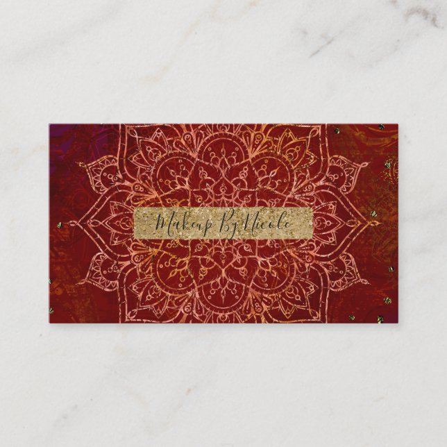 Carte De Visite Rust Red Mandala Gold Glam (Devant)