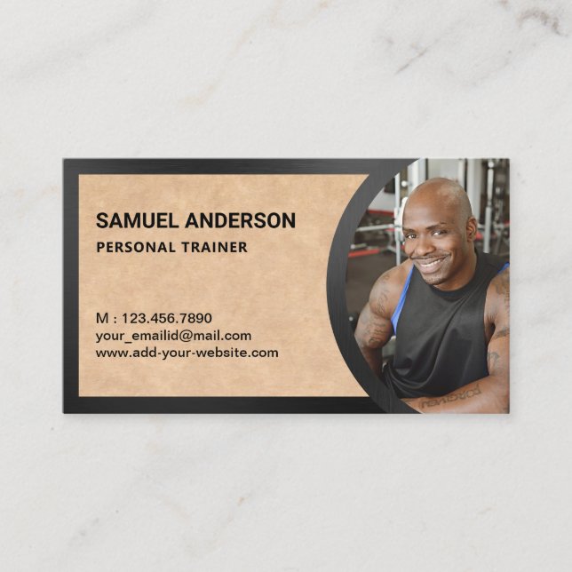 Carte De Visite Rustic Kraft Fitness Photo d'un formateur personne (Devant)