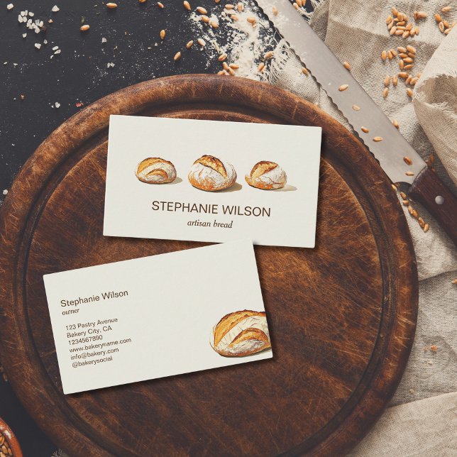 Carte De Visite Rustique Artiste Pain boulangerie Pâtisserie Chef (Créateur téléchargé)