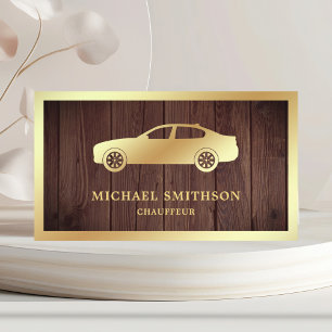 Carte De Visite Rustique Bois Gold Car Professionnel Chauffeur