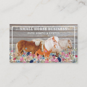Carte De Visite Rustique Bois Ride Club Pony Floral Petits chevaux