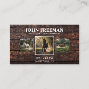 Carte De Visite Rustique Brown en bois Texture Cheval photo Equine