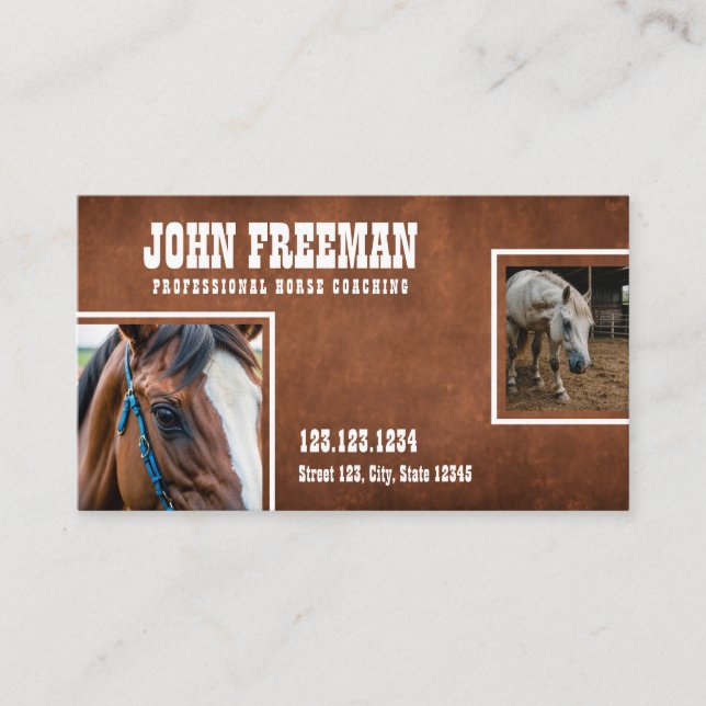 Carte De Visite Rustique Brown Perdu Texture Chevaux Photos (Devant)
