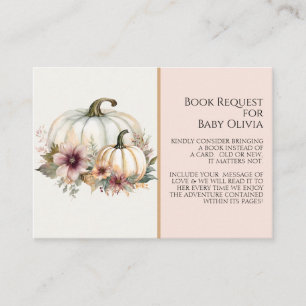 Carte De Visite Rustique Citrouille blanc rose automne Floral Dema