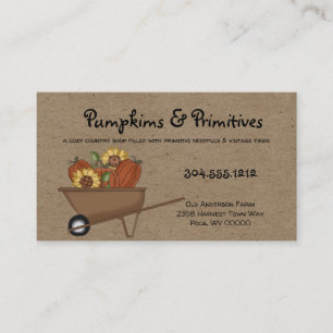 Carte De Visite Rustique Citrouilles de l'automne primitif et tour