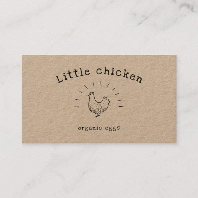 carte de visite rustique de doodle de poulet kraft (Devant)