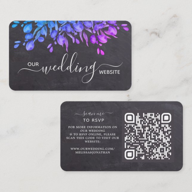 Carte De Visite Rustique Eucalyptus Botanique QR Code Mariage RSVP (Devant / Derrière)