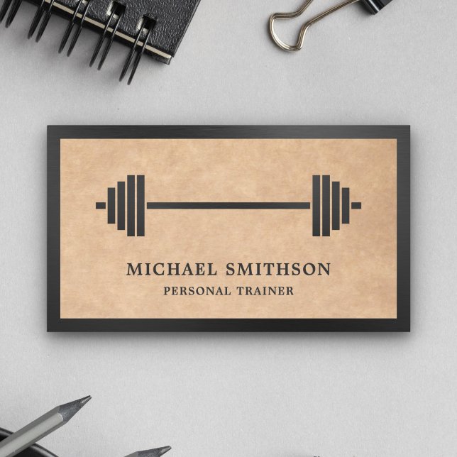 Carte De Visite Rustique Kraft Barbell Fitness Entraîneur personne (Créateur téléchargé)