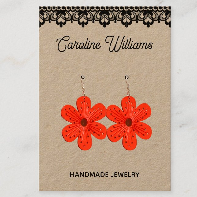 Carte De Visite Rustique Kraft dentelle noire boucles d'oreilles a (Créateur téléchargé)