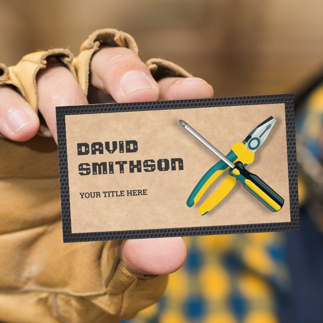 Carte De Visite Rustique Kraft Handyman Outils de réparation Elect (Créateur téléchargé)