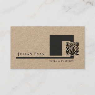 Carte De Visite Rustique Kraft Moderne Minimaliste Code QR