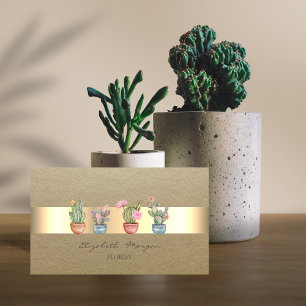 Carte De Visite Rustique, Kraft Stripe Succulents