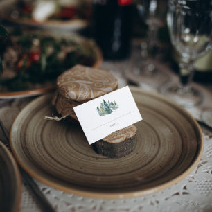 Carte De Visite Rustique minimaliste Aquarelle Pines Mariage Place