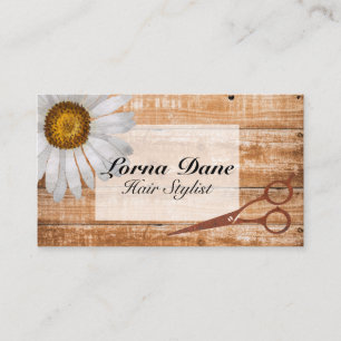 Carte De Visite Rustique Pays Bois Cheveux Styliste Daisy Vintage