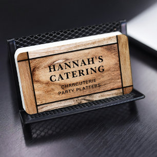 Carte De Visite Rustique Simple Bois Charcuterie Script