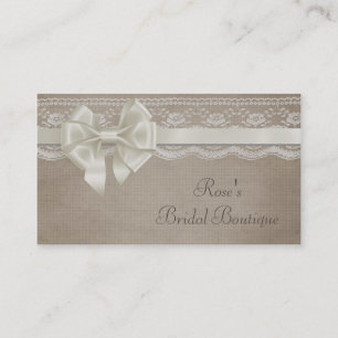 Carte De Visite Rustique Vintage Burlap & Dentelle