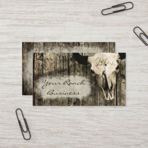 Carte De Visite Rustique Western Bull Skull Sepia Vintage