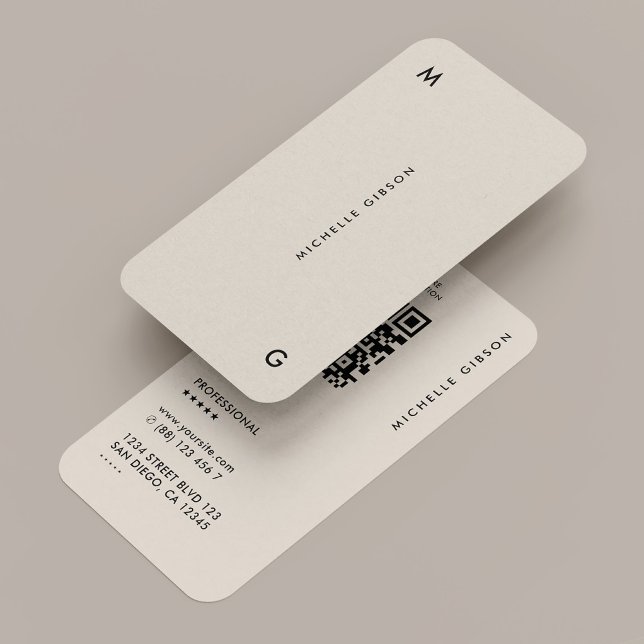 Carte De Visite Sable QR professionnel simple et moderne (Minimal Simple Modern Professional Sand QR Business Card
)