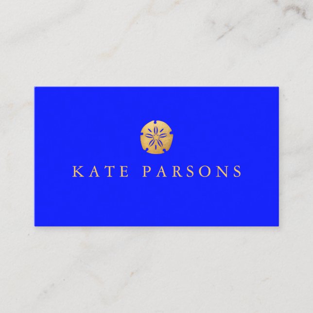 Carte De Visite Sable Tropical Or Dollar Cobalt Bleu (Devant)