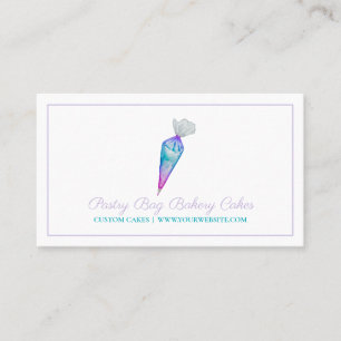 Carte De Visite Sac de pâtisserie aquarelle rose sarcelle Boulange
