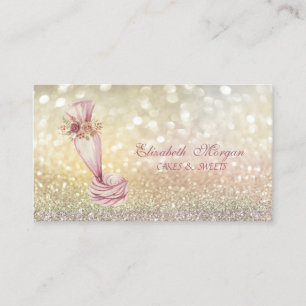 Carte De Visite Sac de tuyauterie Bokeh élégant Fleurs Fouet Boula