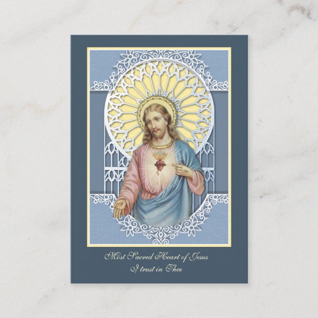 Carte De Visite Sacré Coeur Anima Christi Prière (Devant)
