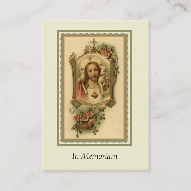 Carte De Visite Sacred Heart In Memoriam - Catholique Prière funér (Devant)