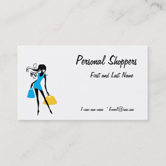 Carte De Visite Sacs bleus et jaunes de client personnel (Devant)