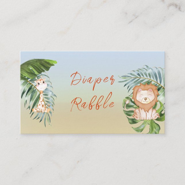 Carte De Visite Safari Jungle Tropical Diaper Raffle Douche Jeu (Devant)