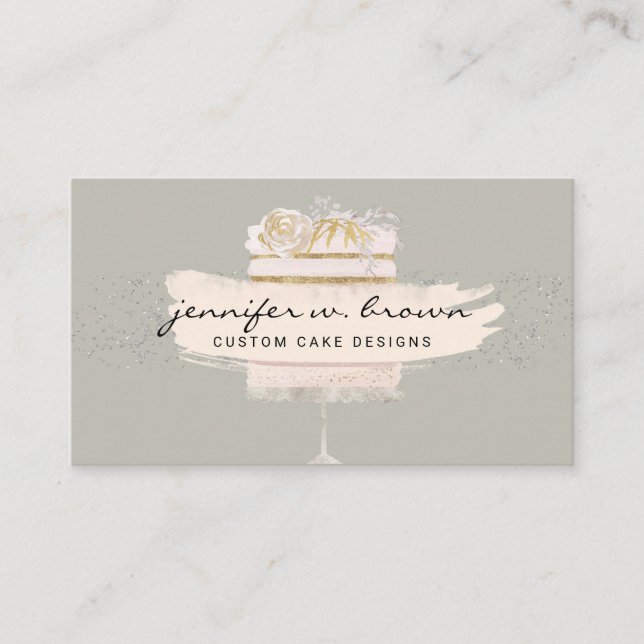 Carte De Visite Sage cake événement traiteur boutique de desserts (Devant)