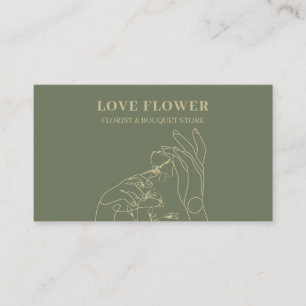 Carte De Visite Sage Gold Botanique Tenue à la main Fleur