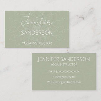 Carte De Visite Sage Green Elegant Yoga Instructeur Mandala