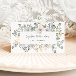 Carte De Visite Sage Green Eucalyptus et Fleurs de Magnolia