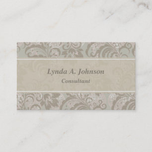 Carte De Visite Sage Green Floral Patch Professionnel