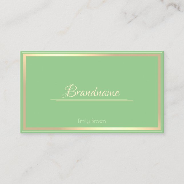Carte De Visite Sage Green Gold Frame Personnalisez vos services B (Devant)
