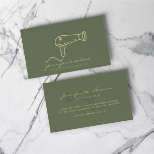Carte De Visite Sage Green Gold Hair Dresser Salon Styliste