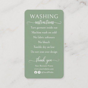Carte De Visite Sage Green Washing Instructions Vêtements
