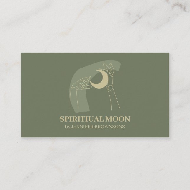 Carte De Visite Sage Or Mains Lune Energie Guérir Reiki (Devant)