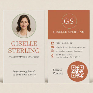 Carte De Visite Sage professionnel en terre cuite Green Photo QR C