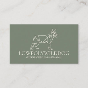 Carte De Visite Sage Vert Crème Animal Chien Sauvage Lowpoly