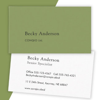 Carte De Visite Sage Vert Universel Professionnel Deux Tons